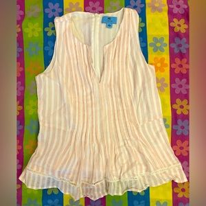 CeCe size small pink and white stripe sleeveless top